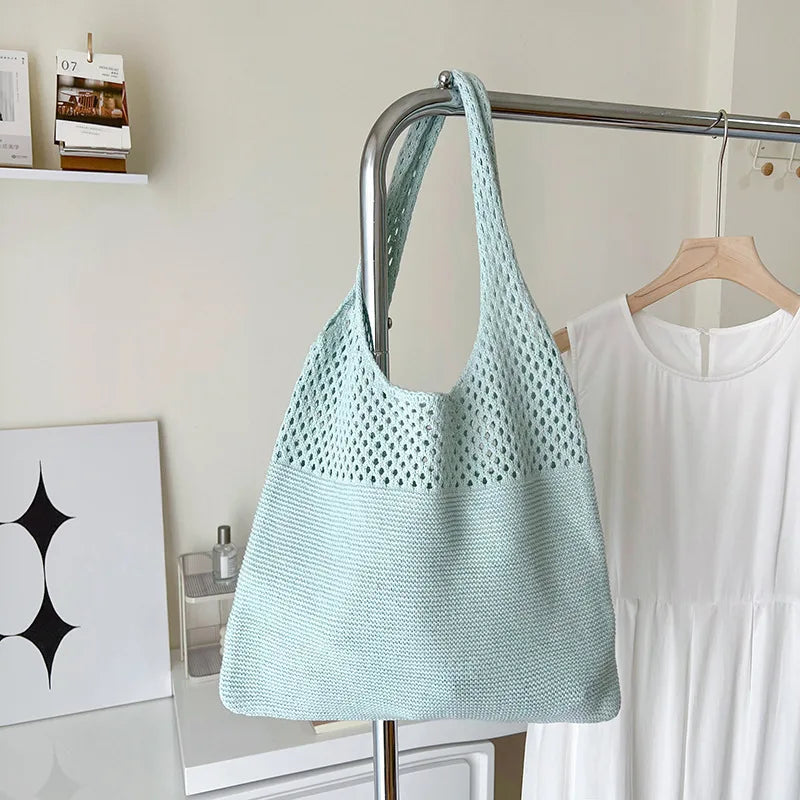 Large Capacity Shoulder Bags Fashion Women Hollow Woven Crochet Bag Knitting Handbags Eco Female Shopping Tote