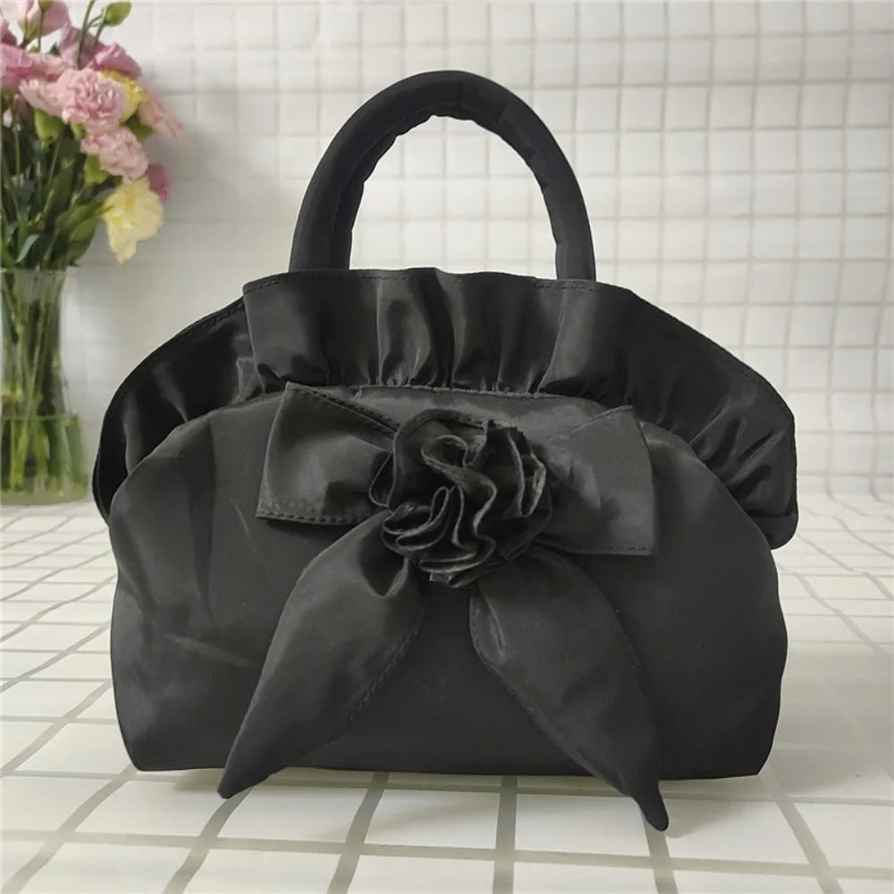 Small Women Middle Bag Top Handle Ladies Handbag Phone Bag Summer Purse National Style With Zipper Bowknot