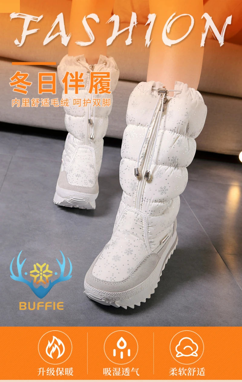 Large-Size Cotton Shoes For Winter Outdoor Thick Warm Cotton Shoes High-Top Snow Boots Winter Wild Plus Velvet Cotton Boots