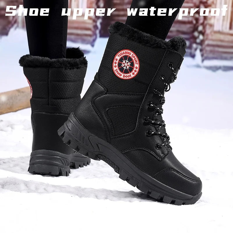 2025 new winter warm plush lined snow boots women's outdoor waterproof and non-slip plush cotton boots comfortable platform shoe