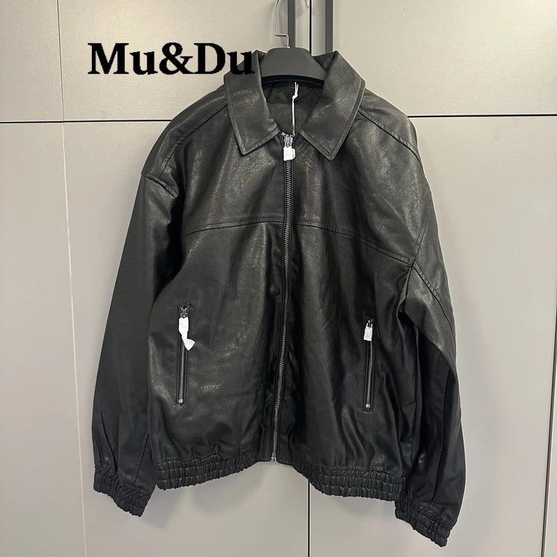 Chic Black Faux Leather Jackets Women Long Sleeve Oversize Coats Fashion 2026 Autumn Winter Bomber Outerwear Streetwear
