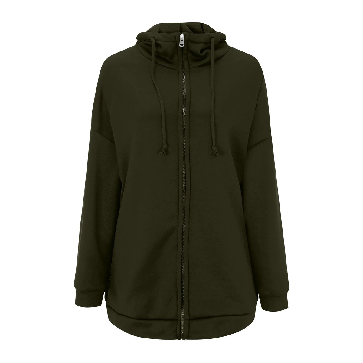 Plus Size Long Hoodies Tunic Fashion Long Sweatshirts Solid Color Fleece Knitted Zip Up Jackets With Pockets For Women