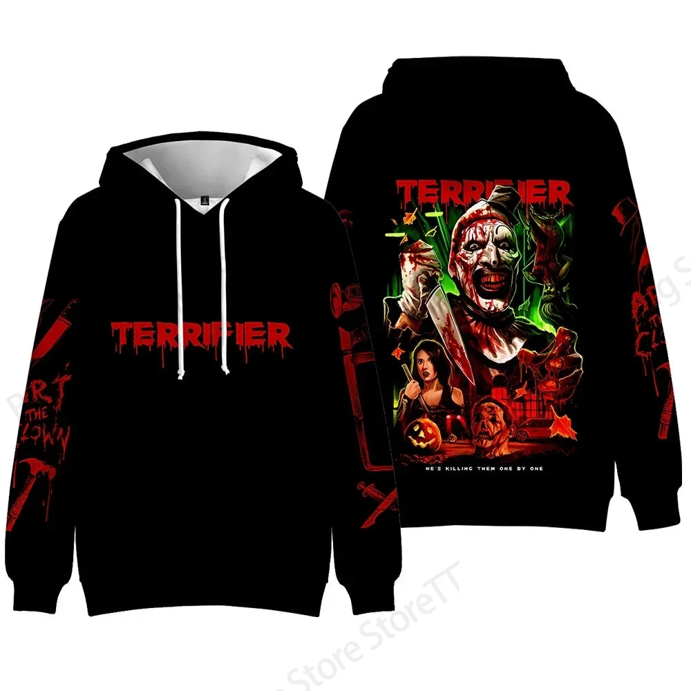 Horror Movie Terrifier Killer 3d Print Hoodie Men Women Fashion Long Sleeve Hoodies Halloween Coat Men Sweatshirt Winter Clothes