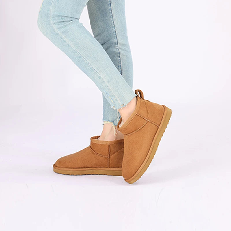 Comwarm Winter Fuzzy Snow Boots Women Fashion Brand Plush Short Ankle Boots Indoor Cotton Women Shoes Fur Home Women Mini Boots