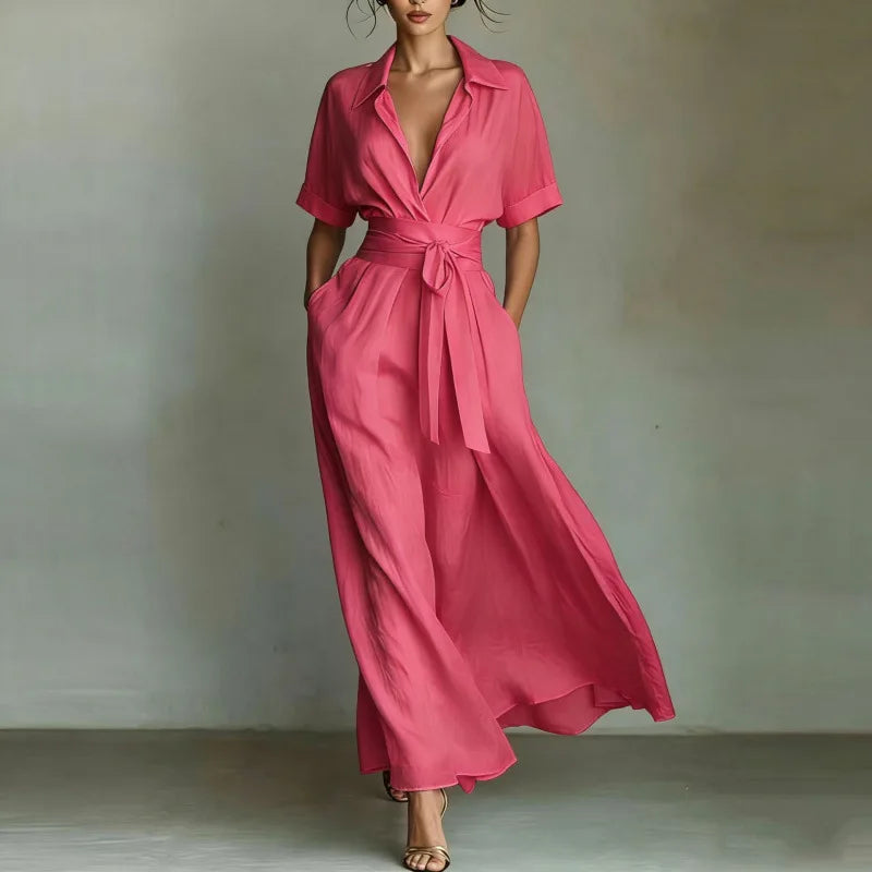 Dress Dresses Women Spring Summer French Retro Plain Waist Cinching Slim African Sundress