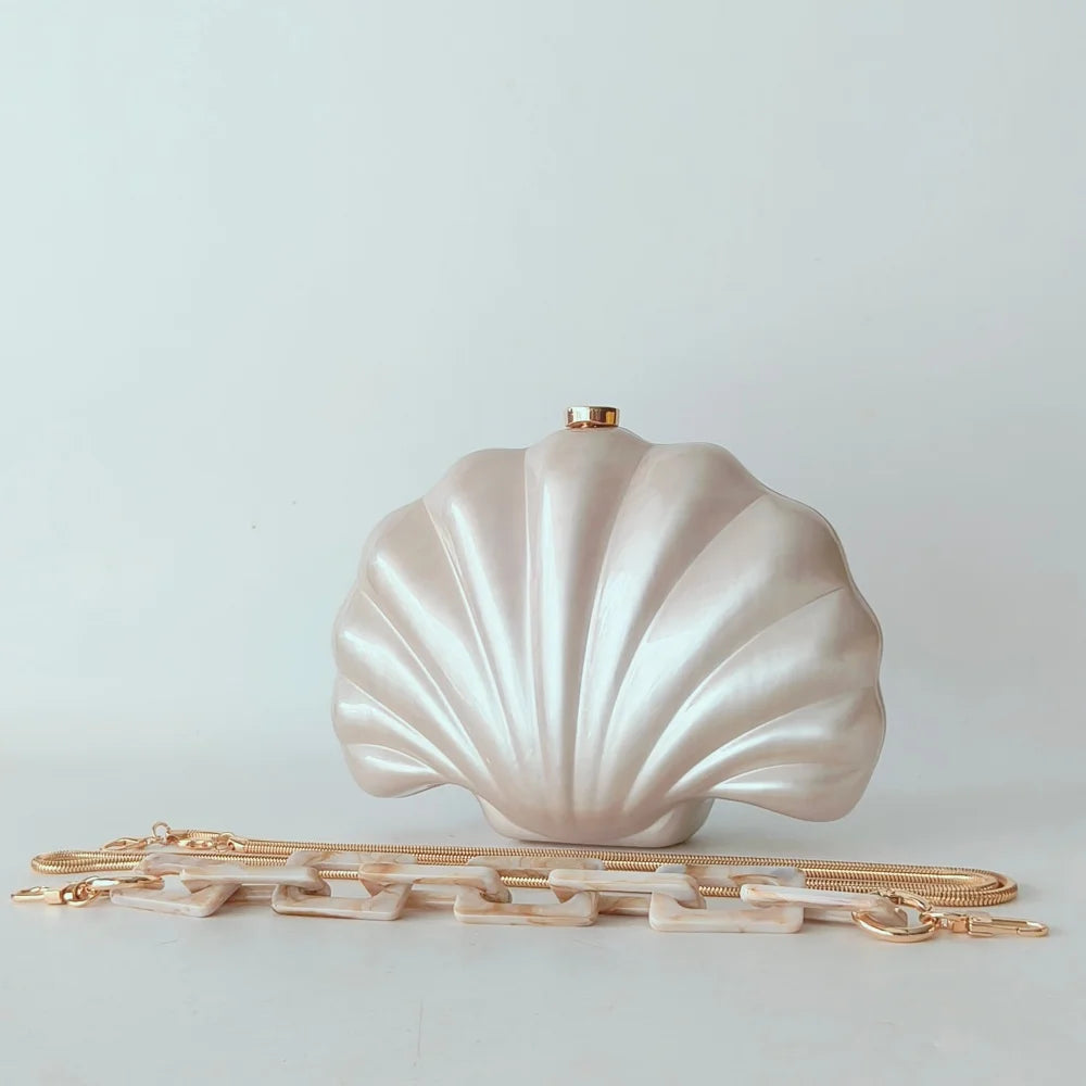 Female Shell Acrylic Box Clutches Lady Gift Evening Bag Party Prom Stones Handbags Luxury Women Wedding Bridal Clutch Purse Bag