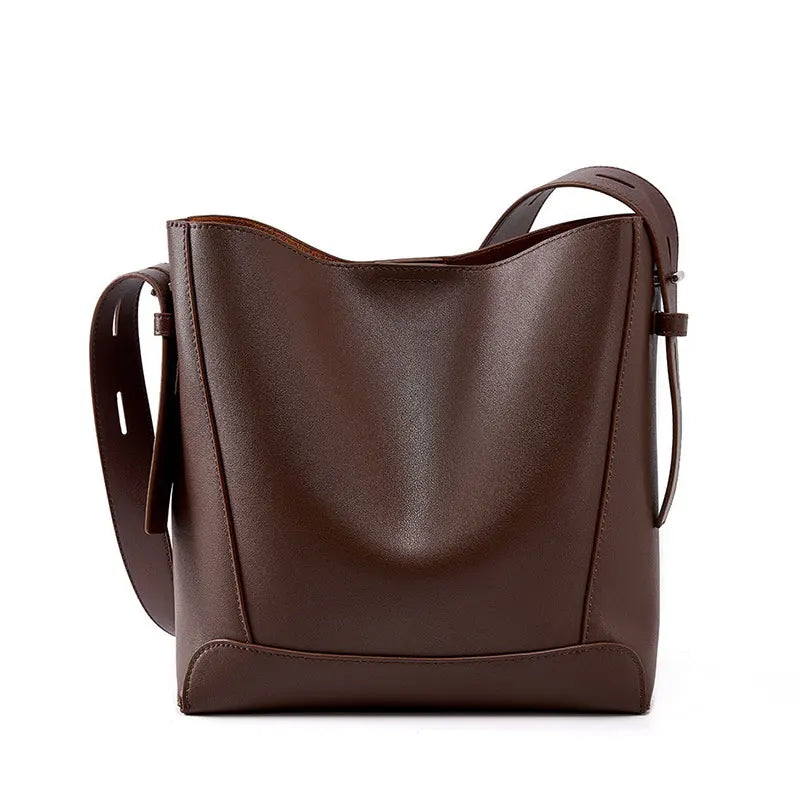 Cowhide Women's Shoulder Bag Fashion Trend Luxury Designer Bucket Bags Large Capacity Genuine Leather Women Crossbody Bags