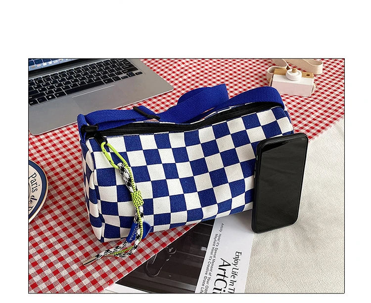 Plaid Shoulder Bag for Women Handbag CrossBorder Canvas Leisure  Fashion Bag Ladies Embroidered Han Female Pocket Purse