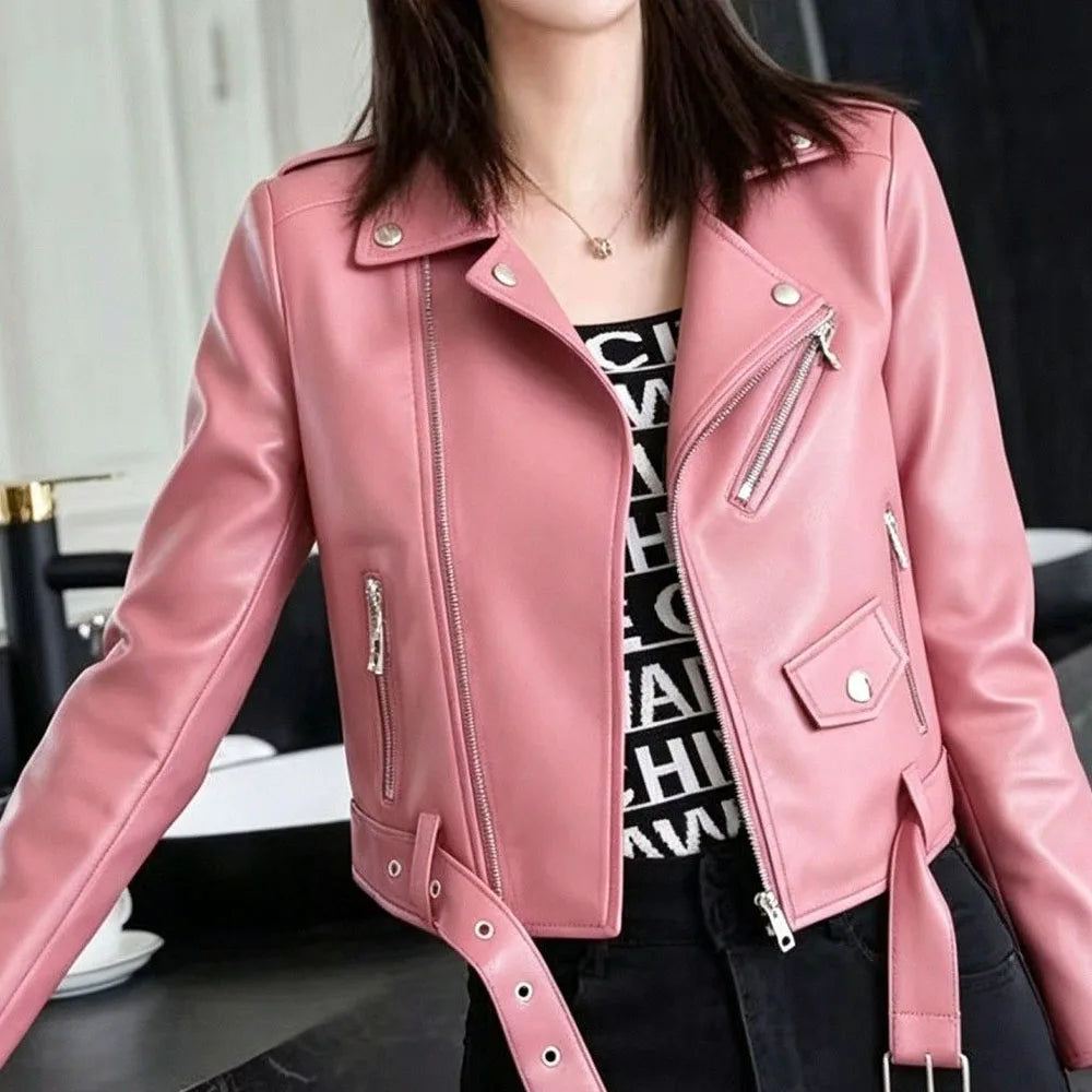 2026 autumn winter new women's PU leather jacket locomotive suit Maillard lapel large size women's leather jacket jacket women