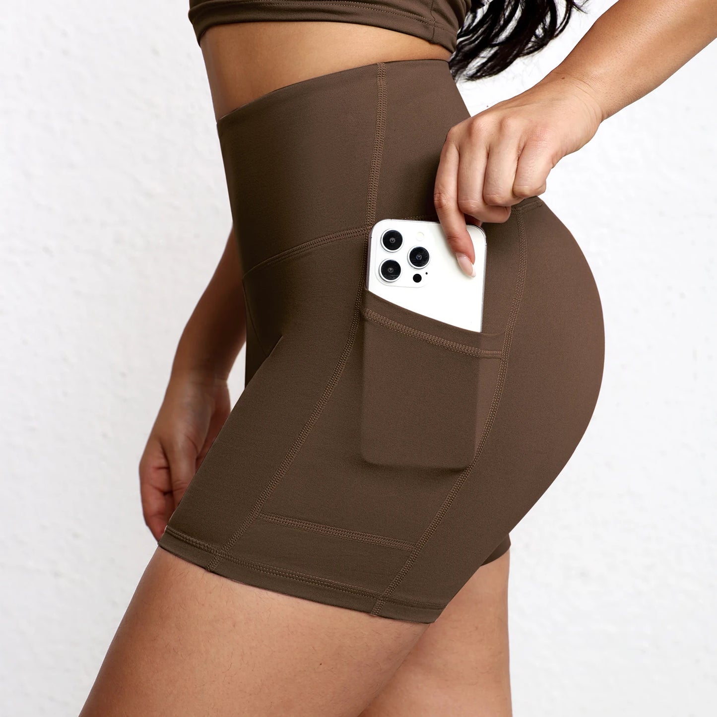 Summer Soft Yoga Shorts With Pocket Buttock Lift Gym Leggings Women High Waist Sports Shorts Women Running Workout Shorts
