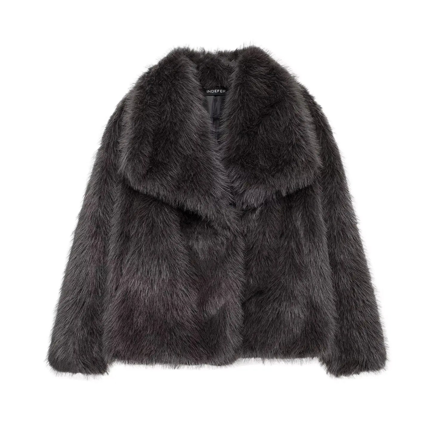 HH 2025 Winter Coats For Women New Artificial Fur Effect Loose Cropped Coat Female Versatile Streetwear Women's Cardigan