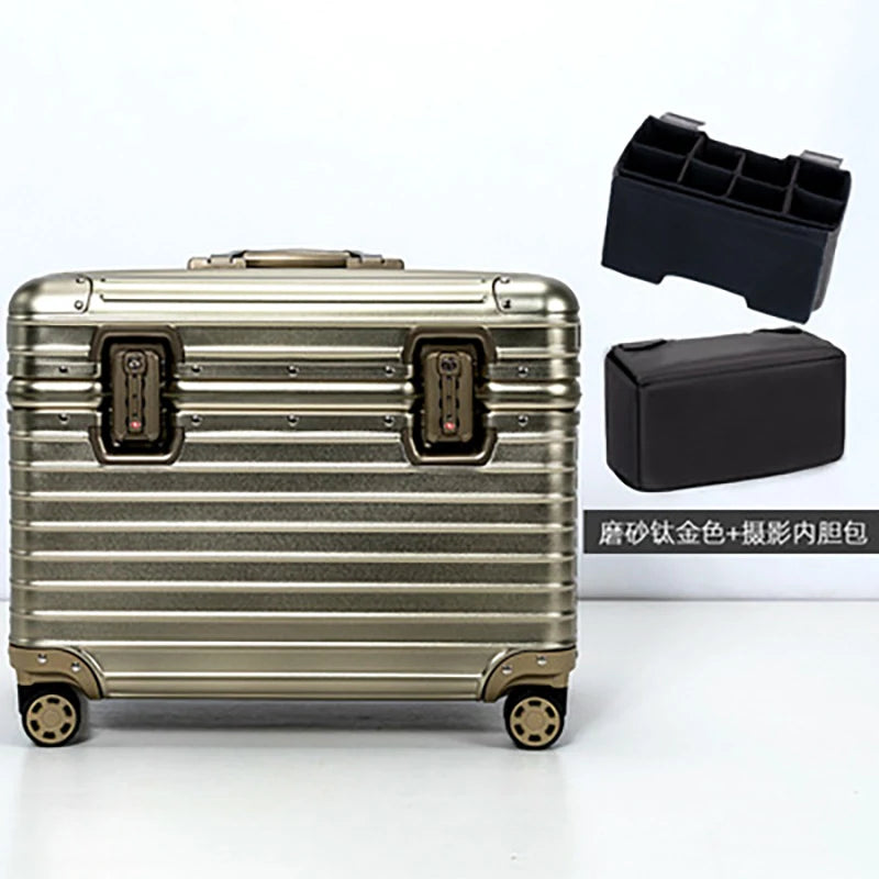 All Aluminium Magnesium Alloy Captain's Luggage Top Flap Camera Case 18/20‘’ Cabin Suitcase 22/24‘’ Trolley Case