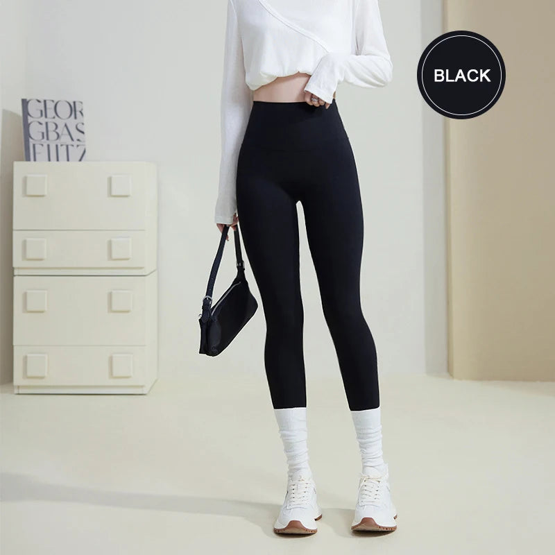 BIVIGAOS Spring Summer Back Pocket Nude Feel Sharkskin Leggings Women Fish Bone High Waist Push Up Sport Fitness Running Legging