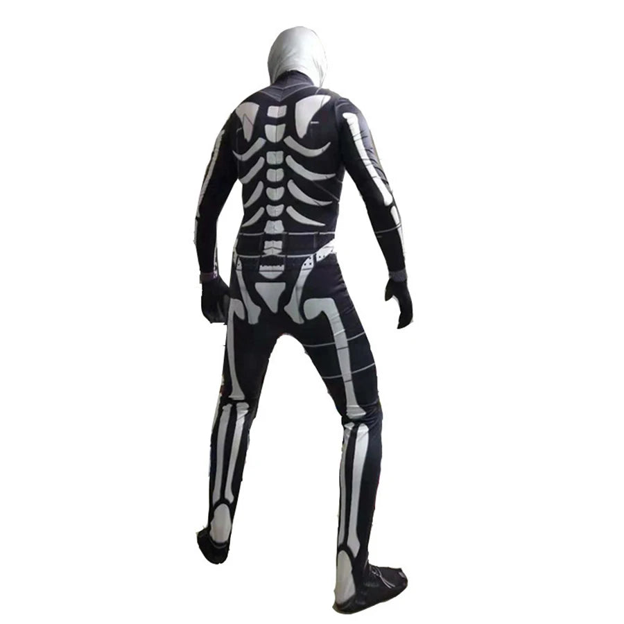 Halloween Costumes Ghost Skull Cosplay Jumpsuit for Kids Child Adults Scary Skeleton Bodysuit Halloween Mask Carnival Clothes