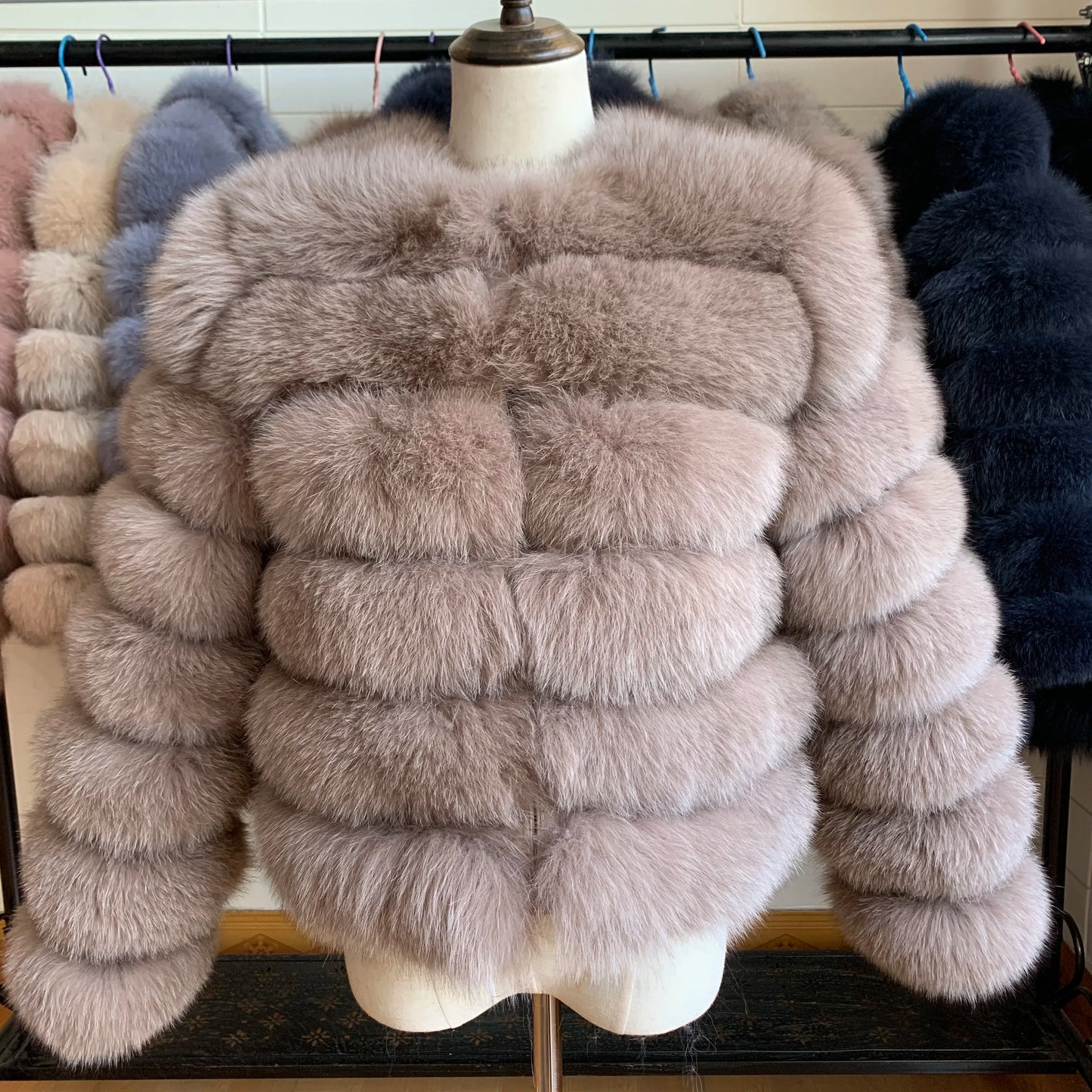 NEW Style Length Sleeves 4in1 Real Fur Coats Women Natural Real Fur Jackets Vest Winter Outerwear Women Fox Fur Coat Quality Fur
