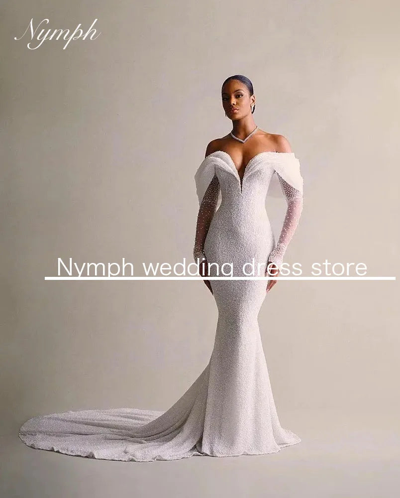 Vintage Lace Sequins Wedding Dress V Neck Full Sleeve Luxury Detachable 2 In 1Train Bride Gown Mermaid Vestido De Novia Customiz