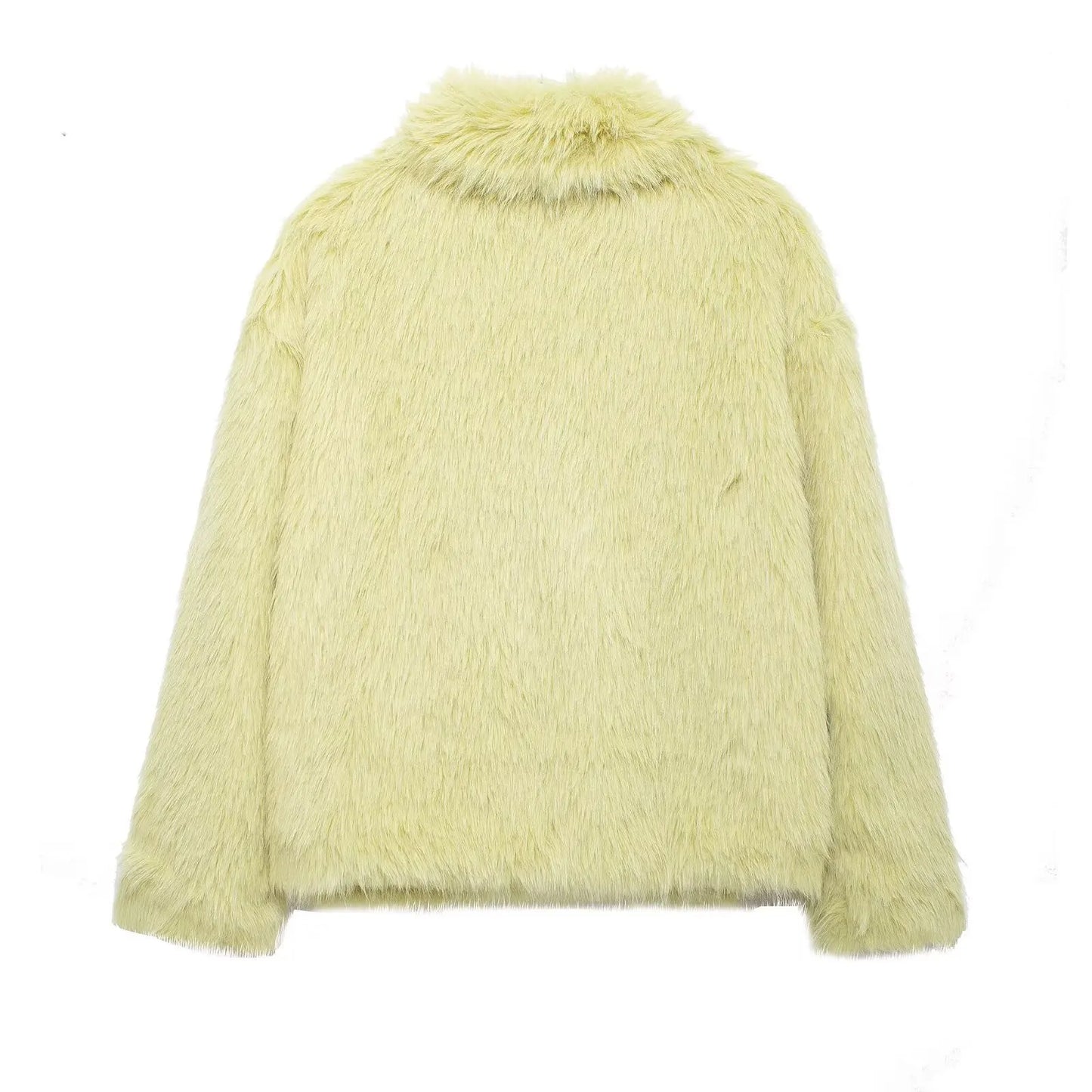 HH 2025 Winter Coats For Women New Artificial Fur Effect Loose Cropped Coat Female Versatile Streetwear Women's Cardigan