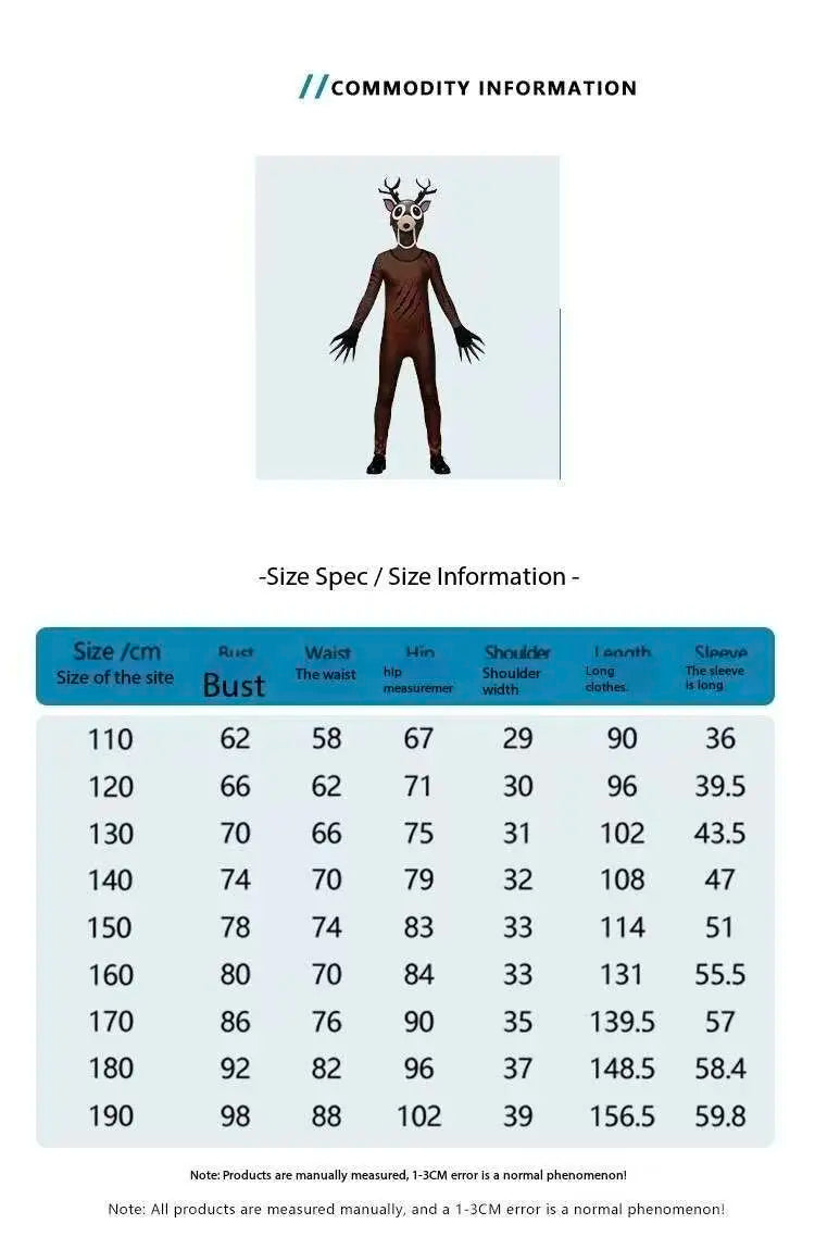 99 Nights In The Forest Deer Costume Fnaf Horriable Halloween owl  party Costume for Adult Kid Nightmare Reindeer Christmas Gift