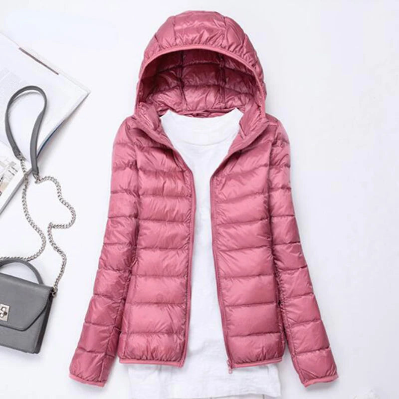 90% Ultralight Duck Down Jacket Women's Winter Hooded Short Slim Fit Down Jacket 2024 Fall/Winter Women's Down Jacket