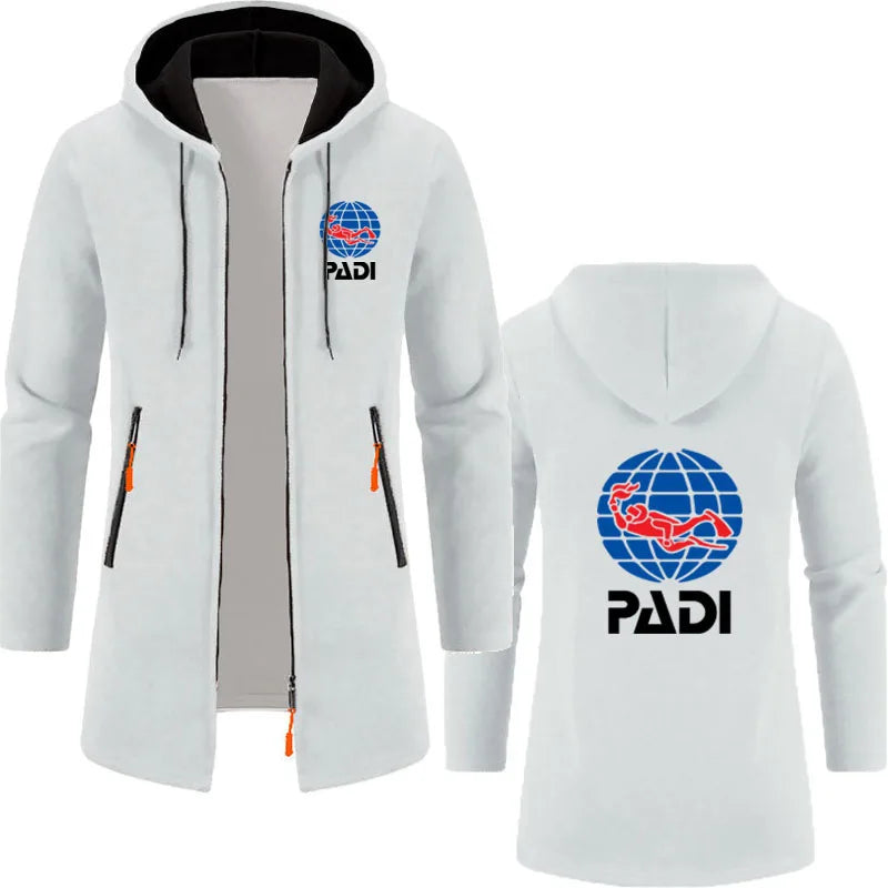 2025 Spring Autumn Scuba Driver Padi Man Hoodies Sweatshirts Fleece Warm Zipper Long Hooded cardigan for Men Jackets Coat