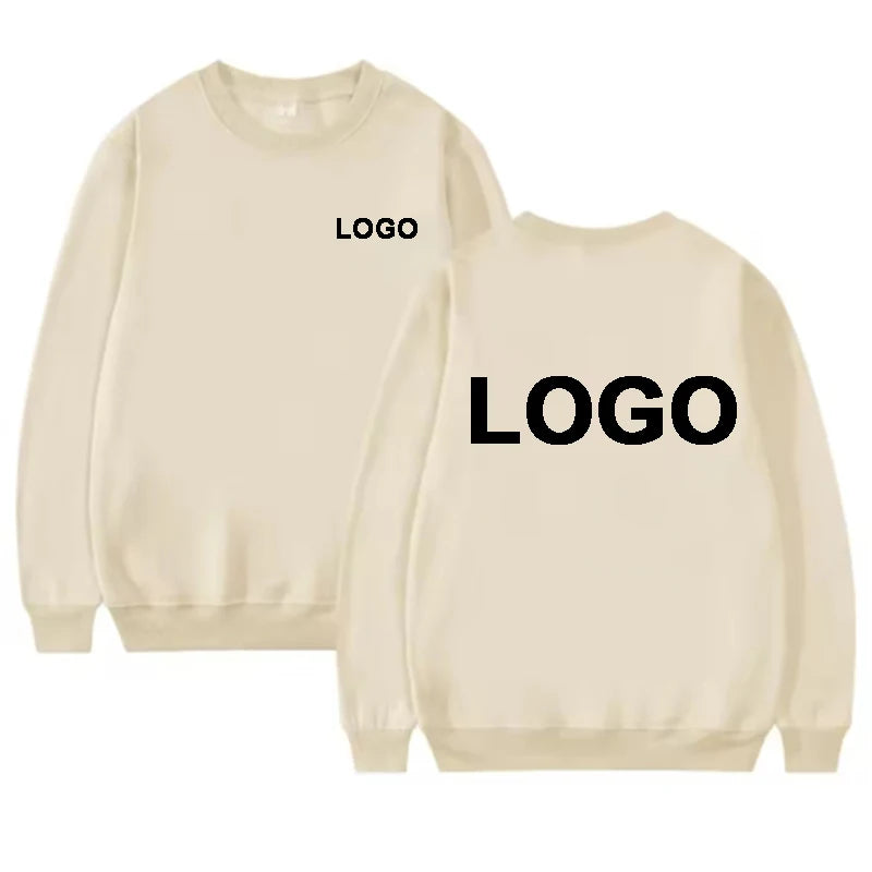 Customized Printed Men Women Round Neck Hoodies Fashiong O-Neck Loose Long Sleeve Pullover Personality Streetwear Sweatshirts