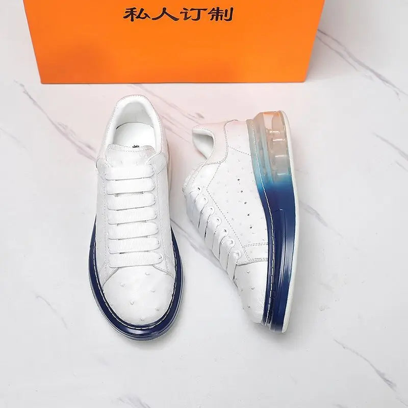 New Fashion Thick Sole Little White Shoes Autumn Winter Ostrich Leather Suede Couple Casual Board Walking Loafers Oxford Sneaker