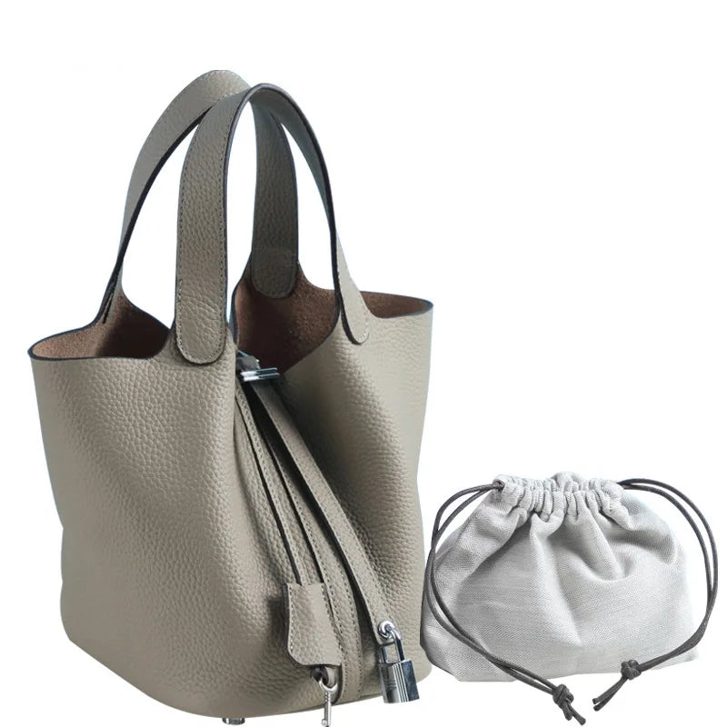 Fashion Classic Womens Bucket Bags Leather Lady Hand Bags High Quality Genuine Leather Luxury Ladies Top Handle Handbags