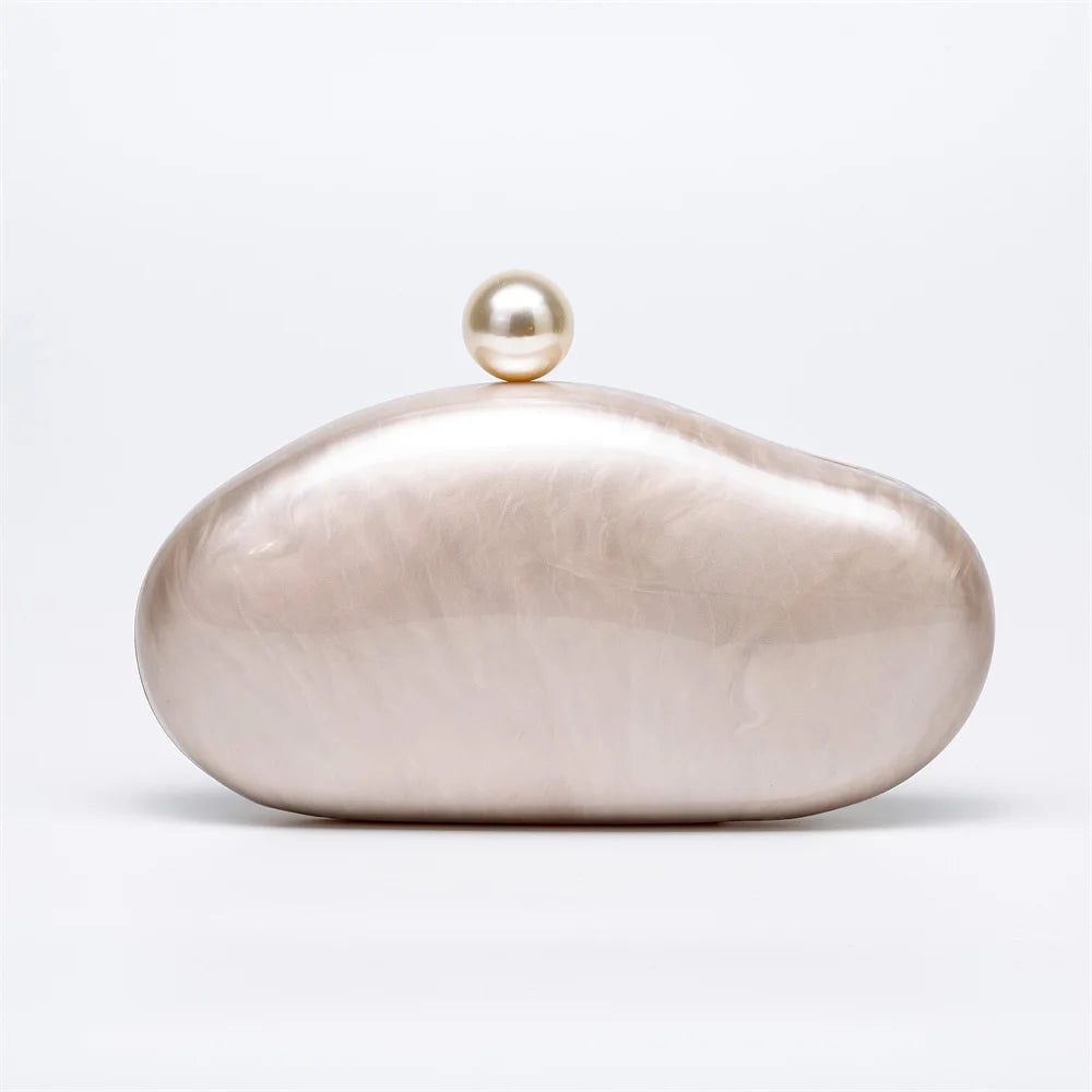 New Pearl Marble Red Green Brown Black Acrylic Box Clutches Evening Bags Women Luxury Designer Purses Bridal Wedding Party Bags