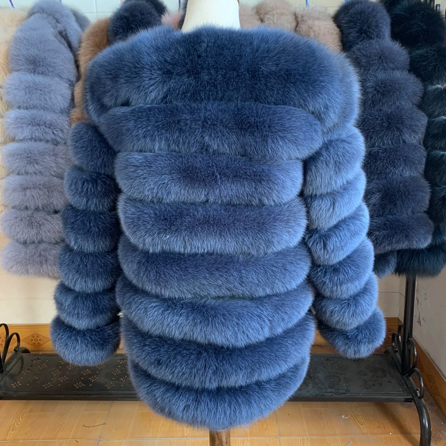 NEW Style Length Sleeves 4in1 Real Fur Coats Women Natural Real Fur Jackets Vest Winter Outerwear Women Fox Fur Coat Quality Fur