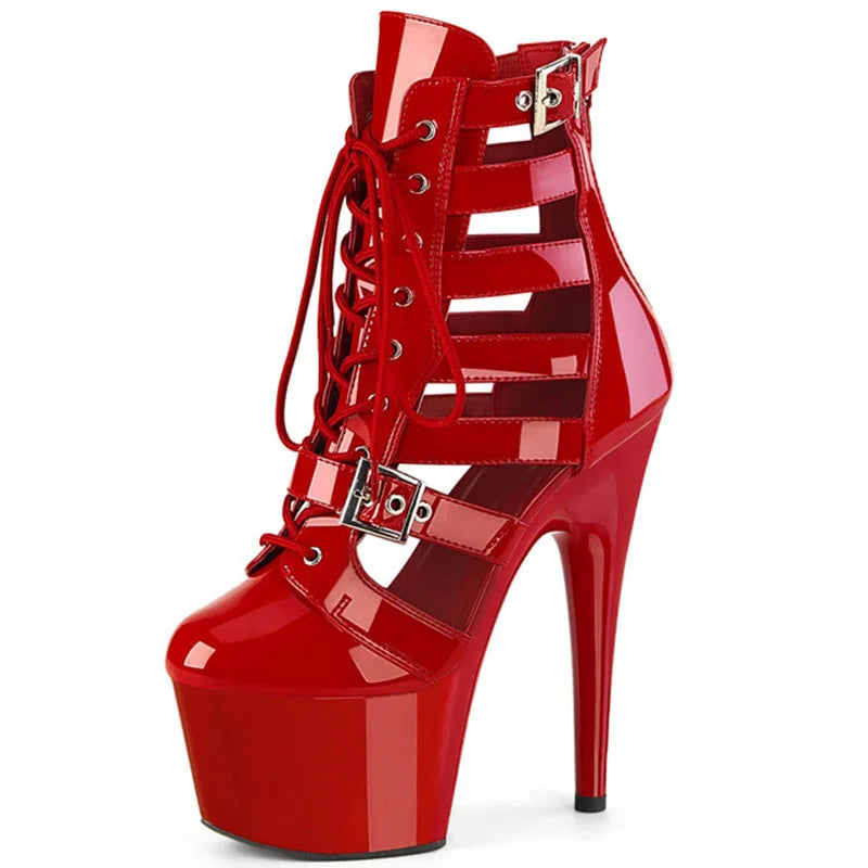 Exotic 20 cm Leopard Print Gothic Stripper Heels Size 34-46 8Inch Platform Ankle Boots Strip Pole Dance Catwalk Round Toe Women