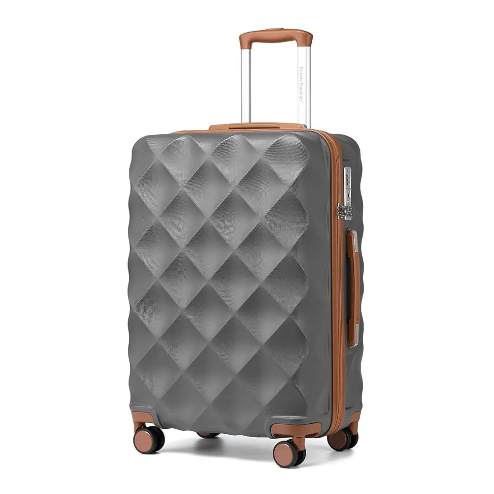 British Traveller Lightweight Hard Shell Suitcase - 13" 20" 24" 28" Cabin & Checked Luggage with 360° Spinner Wheels & TSA Lock