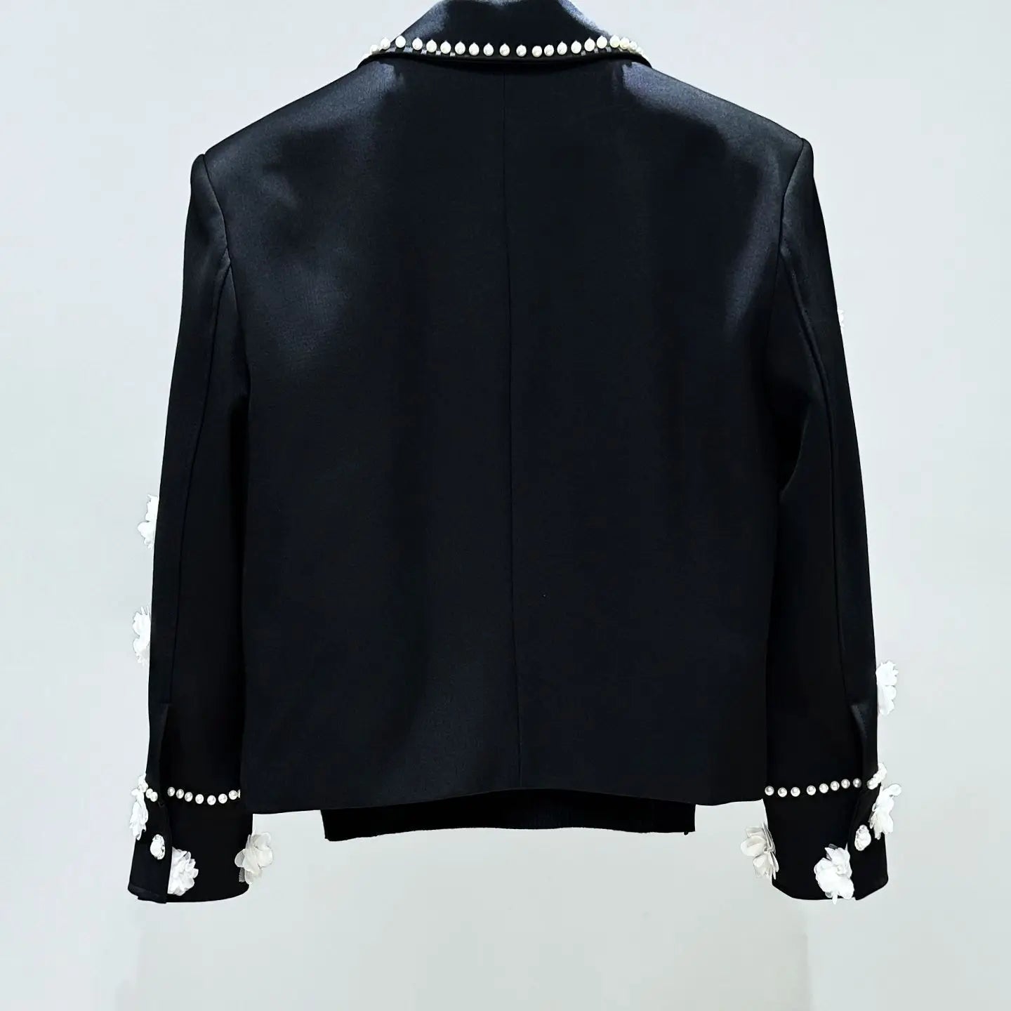 Premium Exquisite 3D Pearl Short Jacket UNISEX Autumn Korean Style Edgy Floral Top with Unique Heavy-Duty Craftsmanship