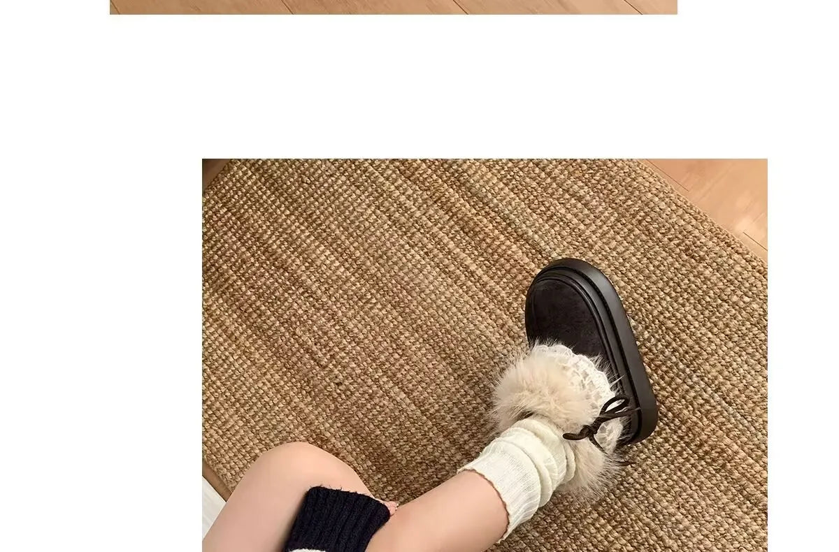 Korean Style Lace Snow Boots 2025 Winter Plush Warm Short Boots Girls Sweet Thick Bottom Casual Boots Students Cotton Shoes