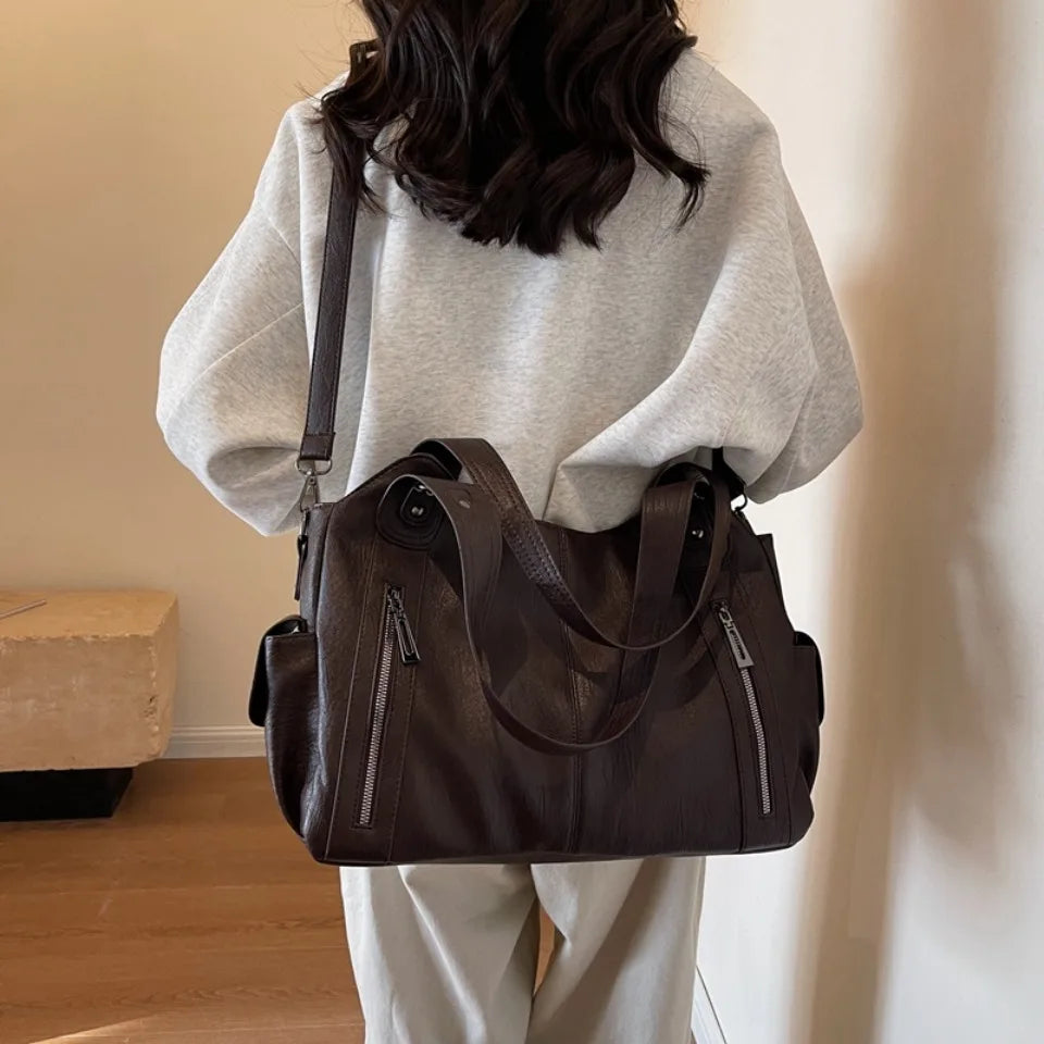 Daily Business Commuting Large Capacity Tote Hand Bags Soft Leather Shoulder Crossbody Bags for Women Handbags Sturdy Durable
