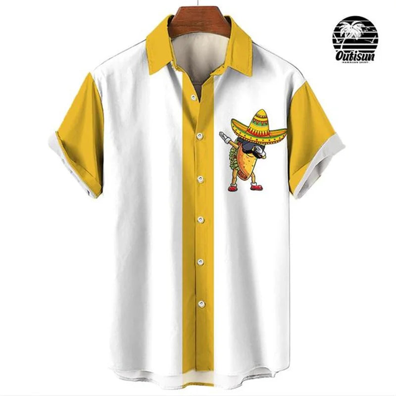 Men Stripe Elegant Blouse Color Printing Idols Clothes Robe Soccer Short Sleeve Casual Social Cufflinks Oversized Fashion Shirts