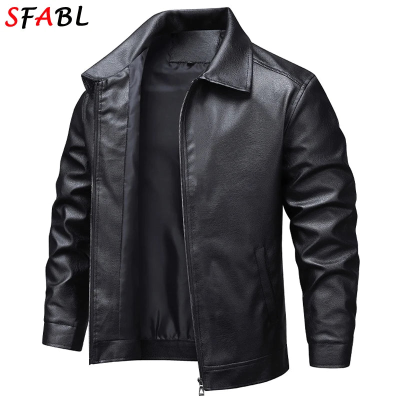 New Classic Motorcycle Men's Leather Jacket PU Leather Coat Men Windbreak Biker Leather Jacket Men Autumn Winter Outerwear 3XL