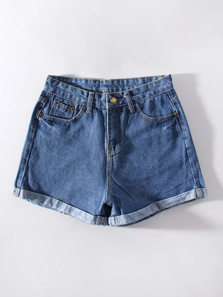 MiuKoMiYa Blue Jeans Shorts Women Summer 2025 Straight Denim Pants Ladies Short Jeans Feminino Women's Denim Shorts High Waisted