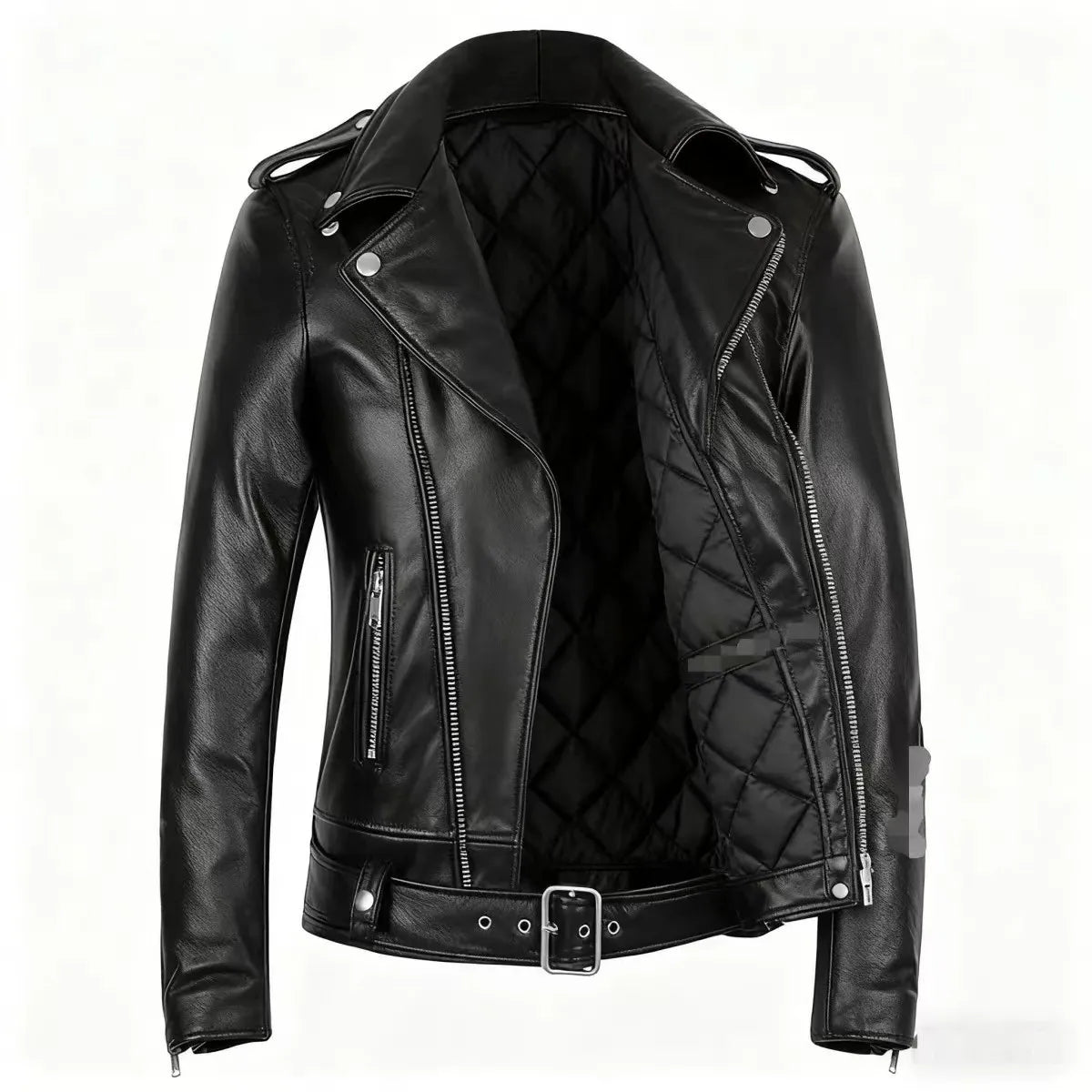 Winter and Autumn Men's Oversized Button-down PU Leather Coat with Multiple Zippers Polo Jacket, with Many Zippers