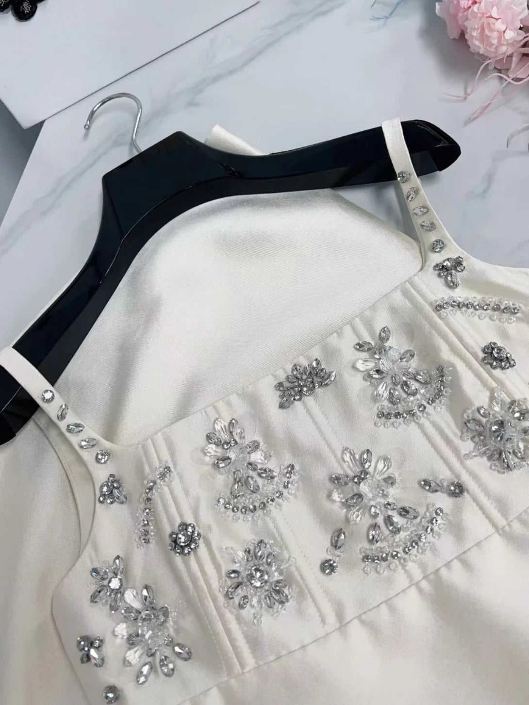 Summer New Sexy Sparkling Diamond High-Defn Beaded Acetate Strapl Gown for Women Par Ball Gown Dr