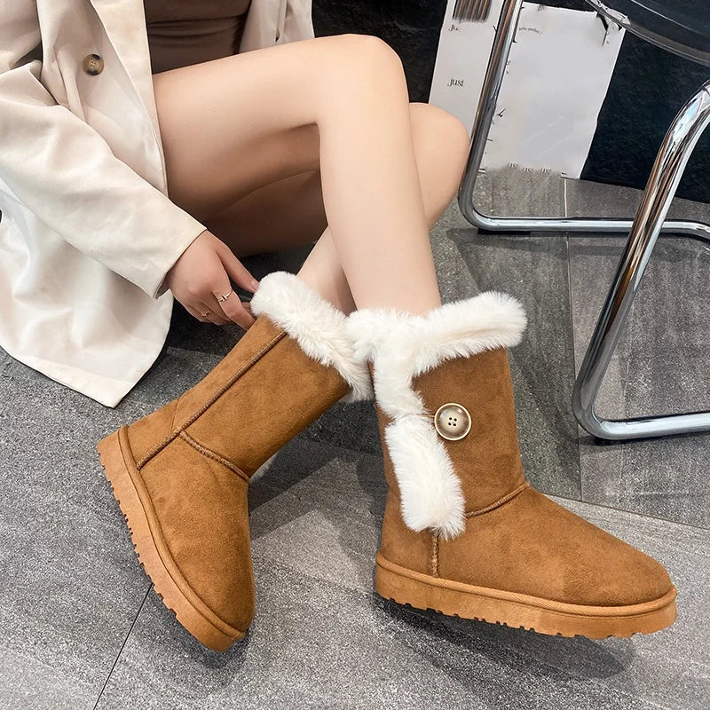 Winter New Round Toe Comfortable and Casual Snow Boots Fashionable Shallow Mouth Sexy and Lightweight Midsole Boots for Women