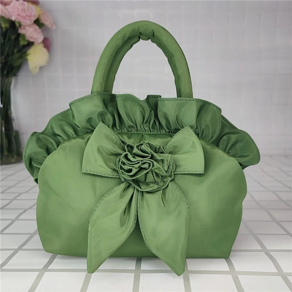 Small Women Middle Bag Top Handle Ladies Handbag Phone Bag Summer Purse National Style With Zipper Bowknot
