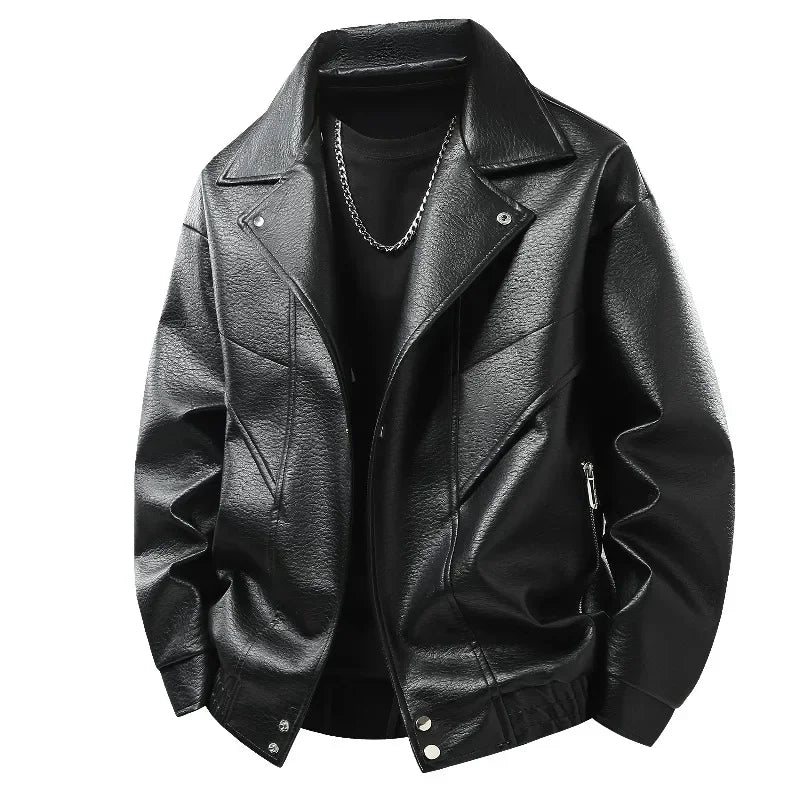 Leather Jacket Autumn Winter Outdoor Comfortable Warm Breathable Men's Jacket Sports Fitness Running Leisure Handsome Imitation