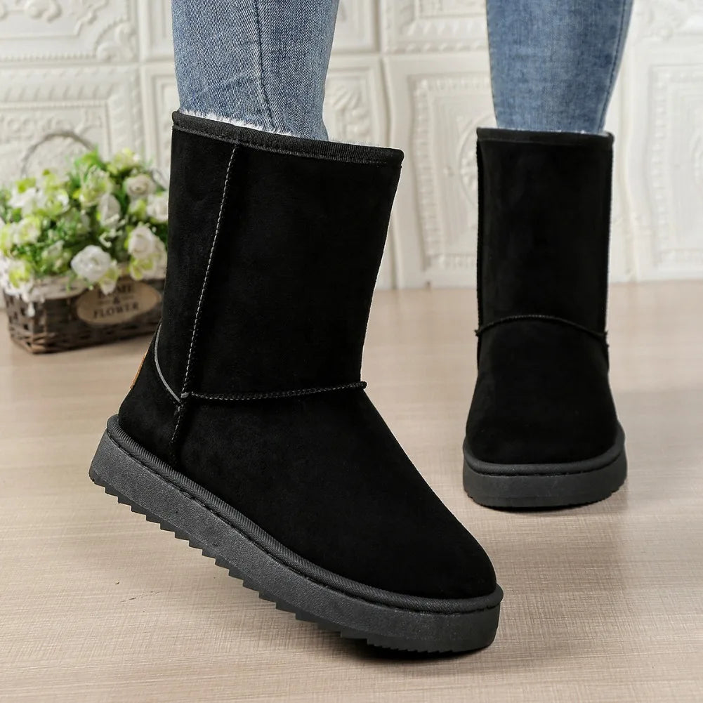 Mid Calf Snow Boots Women Waterproof Warm Platform Boots Large Size Winter Slip On Flat Casual Woman Booties 2026 New fashion