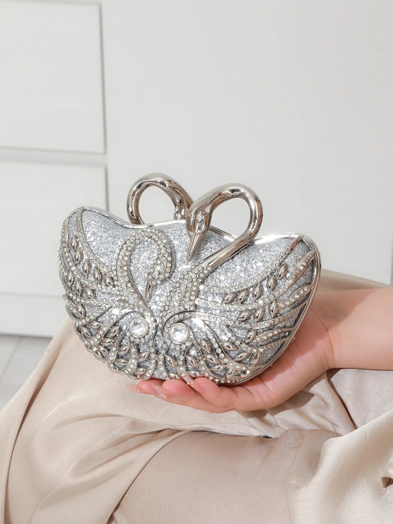 XIYUAN Swan Rhinestone Evening Clutch Bags For Wedding Party Metal Novelty Purses And Handbags Luxury Designer High Quality