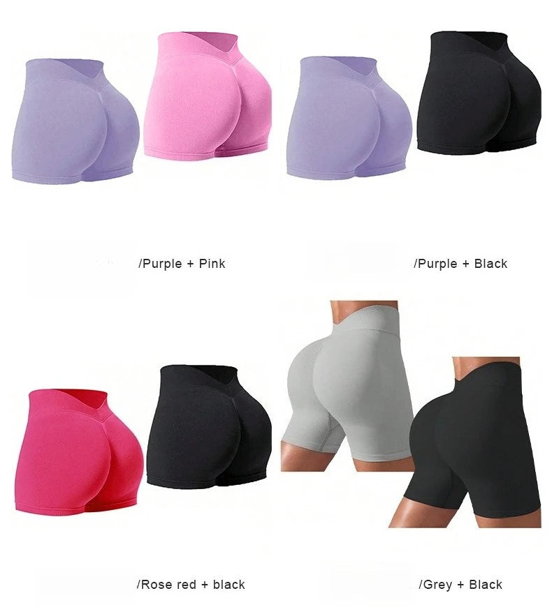 Women Summer V- Waisted Yoga Shorts Fashionable and Sexy Running Fitness Pants Gym High Elastic Hip Liftting Sports Shorts