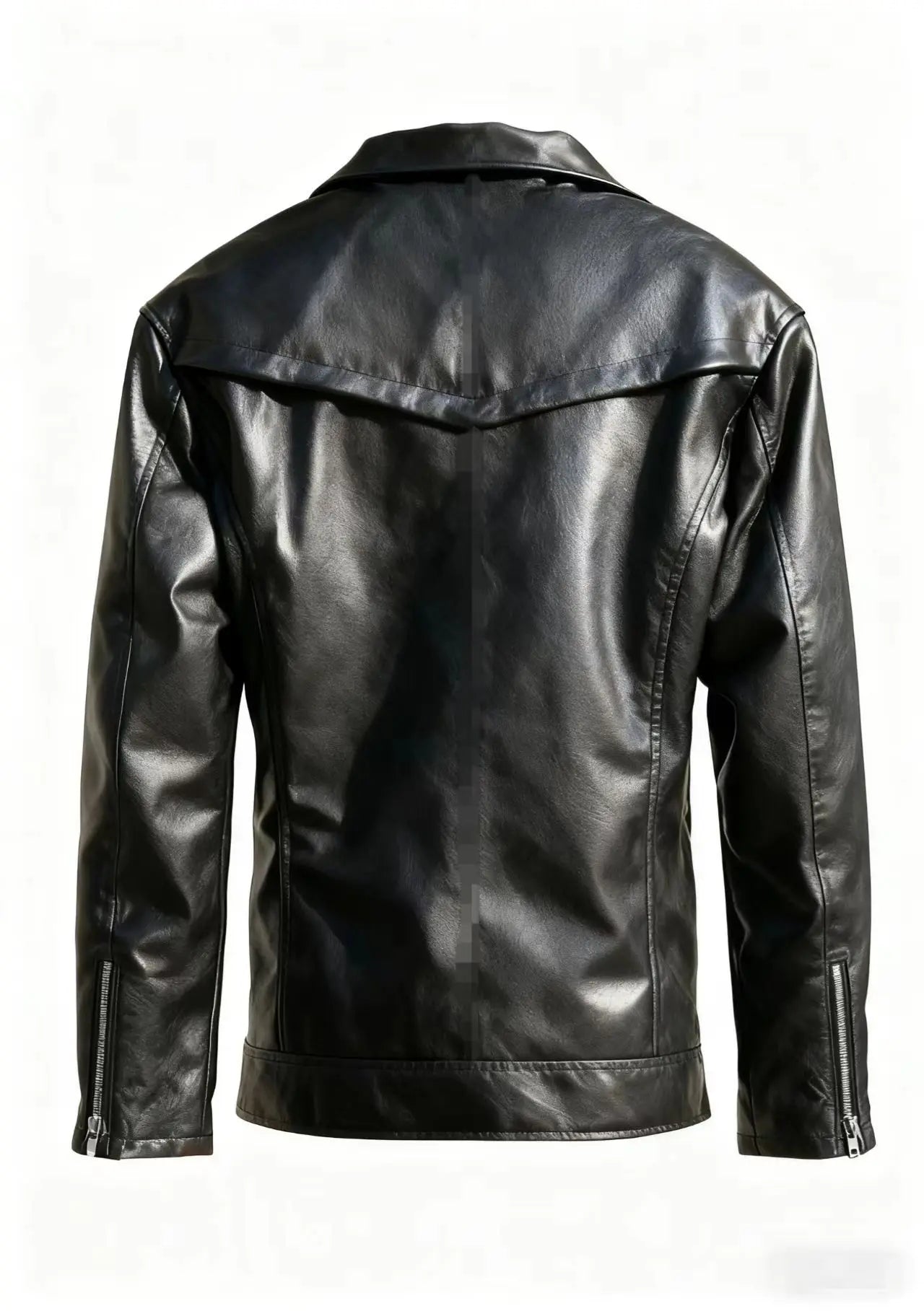 Winter and Autumn Men's Oversized Button-down PU Leather Coat with Multiple Zippers Polo Jacket, with Many Zippers