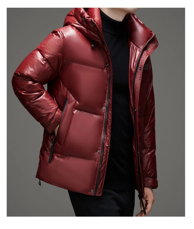 High End Thick Brand Casual Fashion Shiny Men Down Jacket Winter Warm Hooded Designer Parkas Windbreaker Puffer Feather Coats