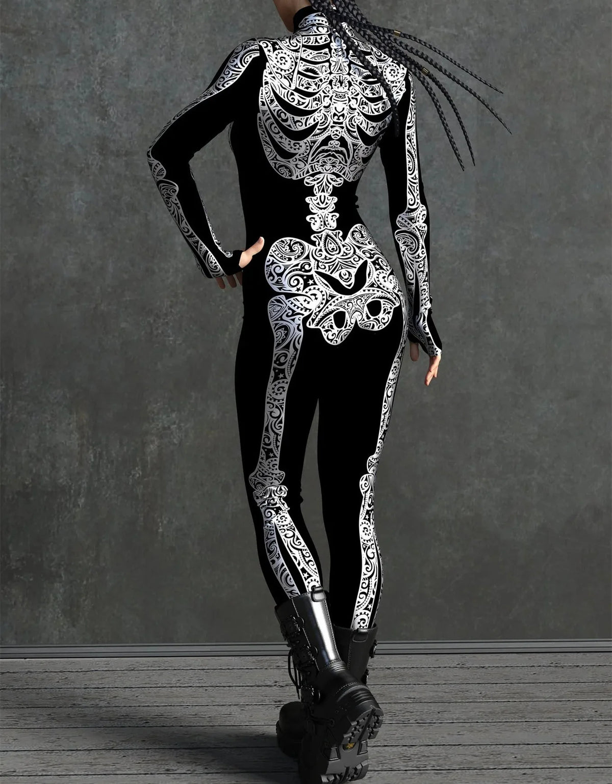 Women's Gothic Y2k Sexy Cool Dark Skull Suit Mechanical Armor Bodysuit Role Play Suit Robot Costume Party Performance Tights