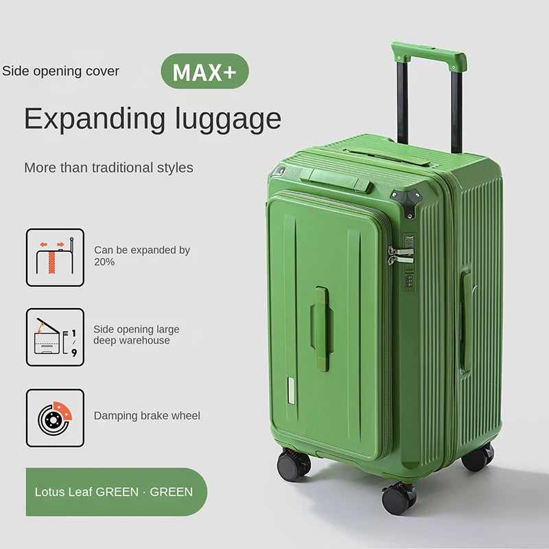 Side-Opening Suitcase 28 inch Large Capacity Expandable Luggage 24/26 Thickened Trolley Case 20 inch Boarding Box with 5 Wheels