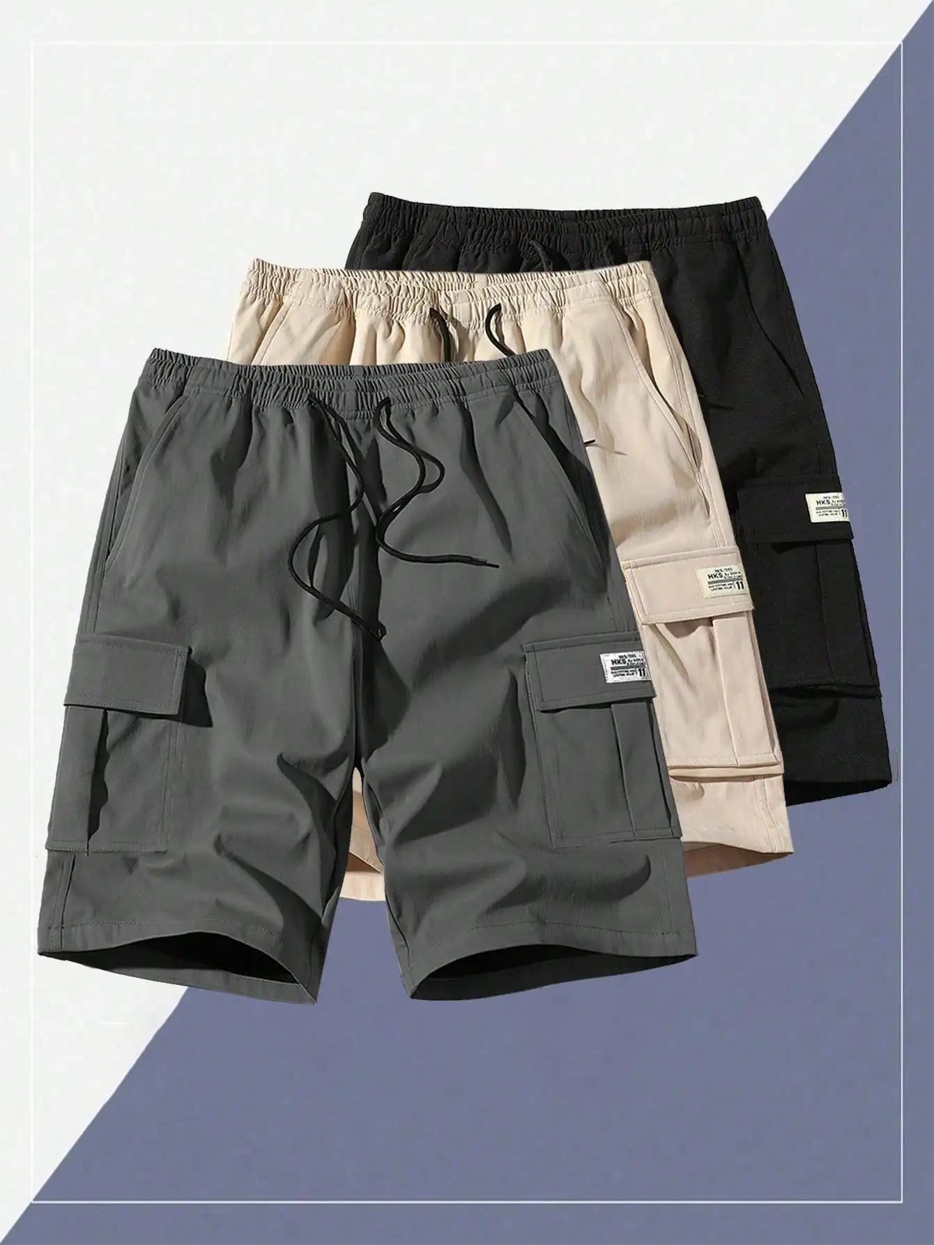 4 Pcs Men's Casual Breathable Cargo Shorts Summer Outdoor Bermuda Shorts
